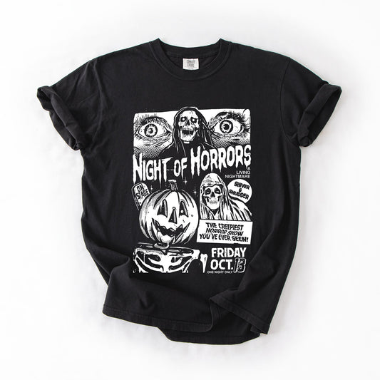 Night Of Horrors Halloween Spooky Scary Witch Midnight Monster Mash Edition Comfort Colors Tee
