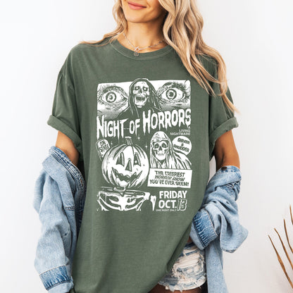 Night Of Horrors Halloween Spooky Scary Witch Midnight Monster Mash Edition Comfort Colors Tee