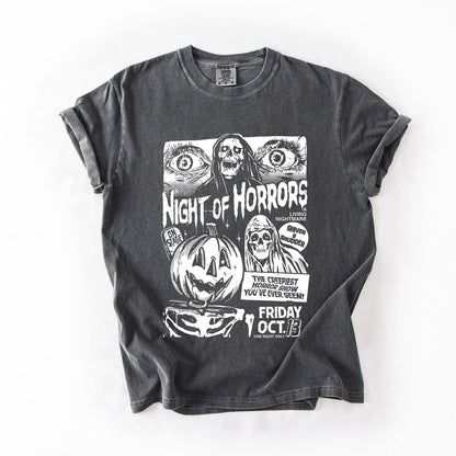 Night Of Horrors Halloween Spooky Scary Witch Midnight Monster Mash Edition Comfort Colors Tee