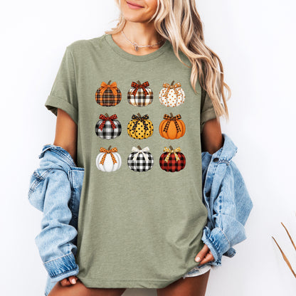 Patterned Pumpkins Classic Halloween Fall Autumn Cozy Seasonal Print Graphic Tee