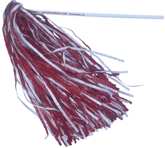 10 Count Saturday Smack Crimson/White Pom-Poms Gameday Shakers for Alabama Fans Plastic