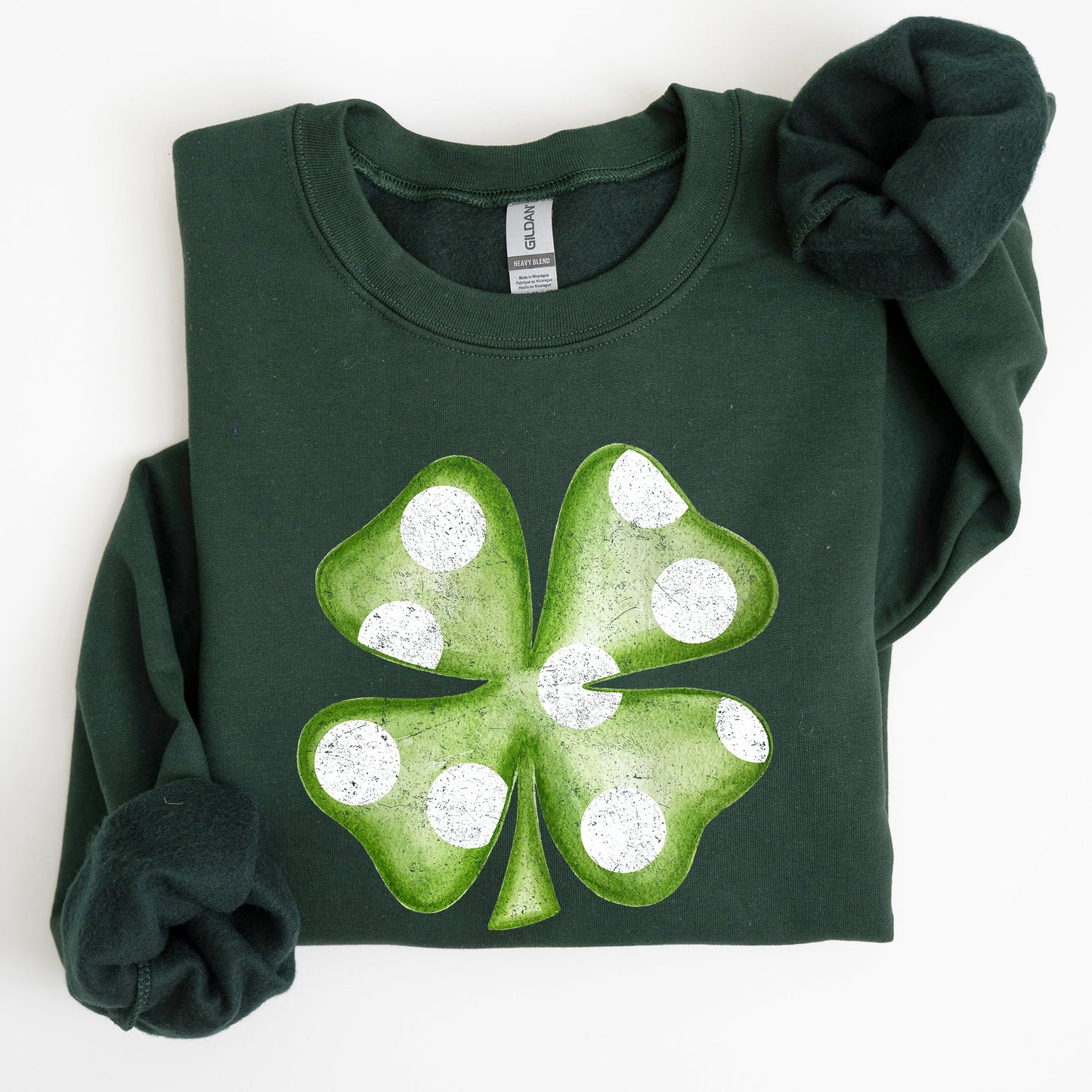 Polka Dot Shamrock St Patrick's Day Celebration Pattern Graphic Festive Irish Pride Sweatshirt