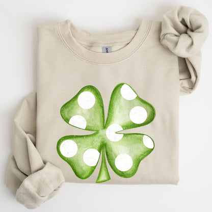 Polka Dot Shamrock St Patrick's Day Celebration Pattern Graphic Festive Irish Pride Sweatshirt