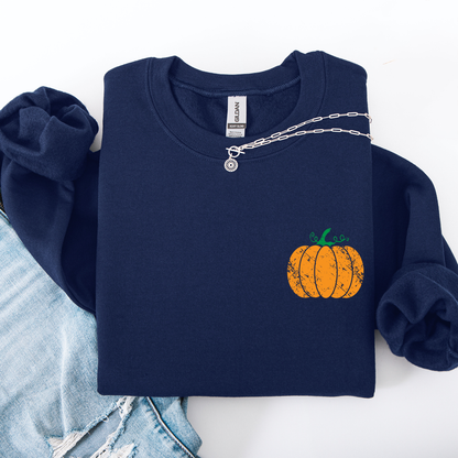Pumpkin Halloween Fall Autumn Pocket Cozy Floral Sunflower Autumnal Design Sweatshirt