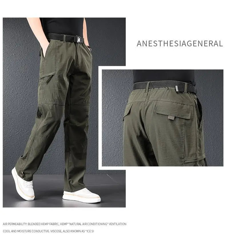 Men’s Ice Silk Quick Dry Hiking & Travel Pants – Lightweight Outdoor Casual Summer Wear