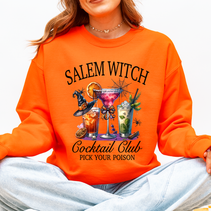 Salem Witch Cocktail Club Halloween Party Edition Retro Inspired Graphic Sweatshirt