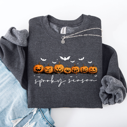 Spooky Season, Pumpkins, Halloween Cozy Autumn Night Sky Scene Art Print Sweatshirt