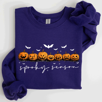 Spooky Season, Pumpkins, Halloween Cozy Autumn Night Sky Scene Art Print Sweatshirt