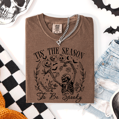 Tis The Season To Be Spooky Retro Classic Halloween Skeleton Edition Comfort Colors Tee