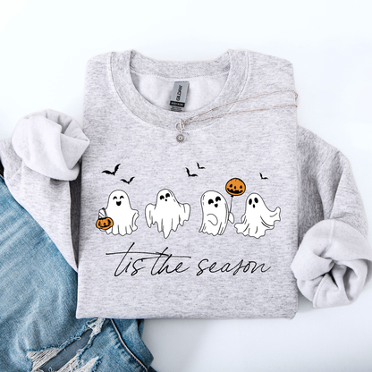 Tis The Season, Cute Ghosts Halloween Night Parade Of Friendly Phantoms In Cozy Autumn Glow Sweatshirt