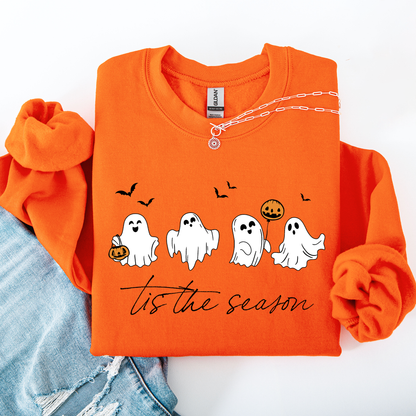 Tis The Season, Cute Ghosts Halloween Night Parade Of Friendly Phantoms In Cozy Autumn Glow Sweatshirt