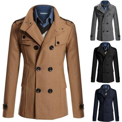 Business Classic Men Jackets Black Men Jackets Overcoat Simple Male Trench Coats Casual Winter Suit Classic Vintage Coat Comfortable Lightweight Soft Man Outdoor Jacket with Long Sleeve