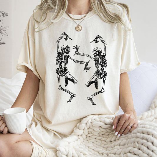 Dancing Skeletons Retro Halloween Night Parade Of Quirky Bones And Vintage Charm Comfort Colors Tee