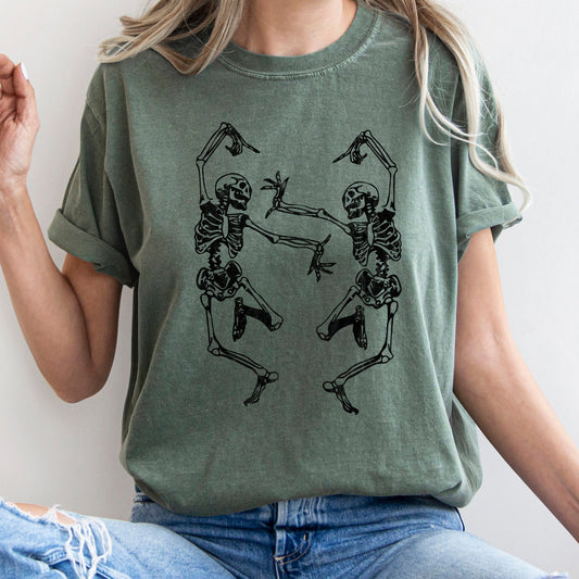 Dancing Skeletons Retro Halloween Night Parade Of Quirky Bones And Vintage Charm Comfort Colors Tee