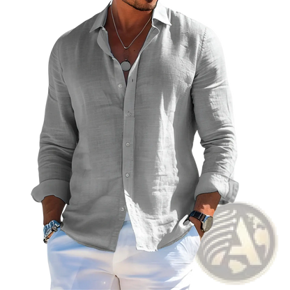 Men's Relaxed Fit Linen Button Down Shirt