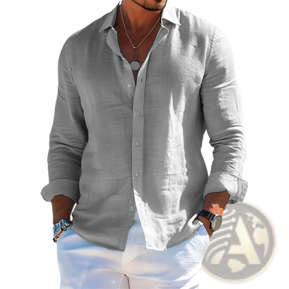 Men's Relaxed Fit Linen Button Down Shirt