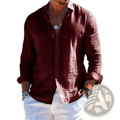 Men's Relaxed Fit Linen Button Down Shirt