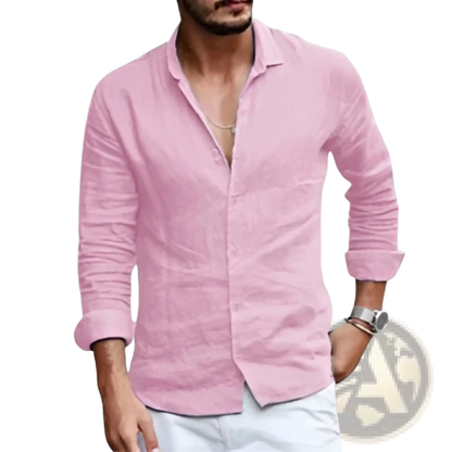 Men's Relaxed Fit Linen Button Down Shirt