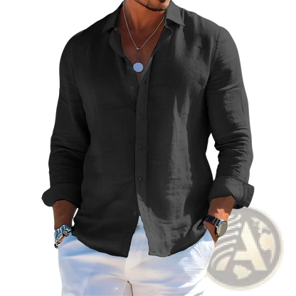 Men's Relaxed Fit Linen Button Down Shirt