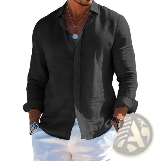 Men's Relaxed Fit Linen Button Down Shirt