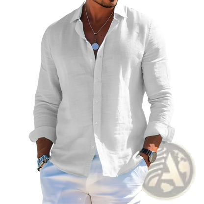 Men's Relaxed Fit Linen Button Down Shirt