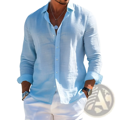 Men's Relaxed Fit Linen Button Down Shirt