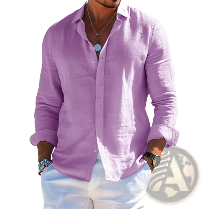 Men's Relaxed Fit Linen Button Down Shirt