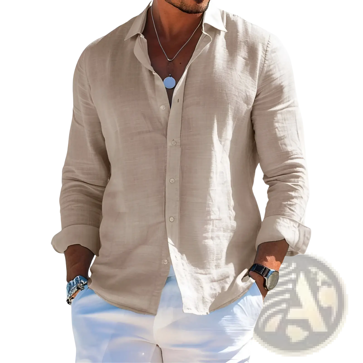 Men's Relaxed Fit Linen Button Down Shirt