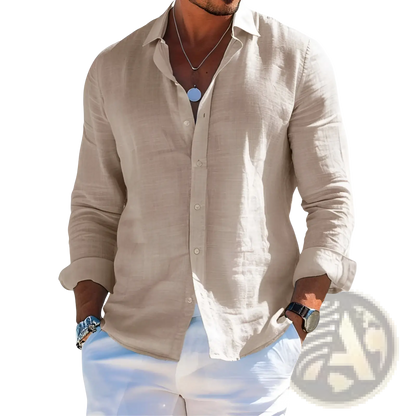 Men's Relaxed Fit Linen Button Down Shirt