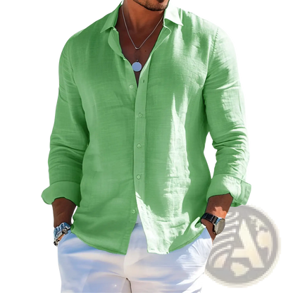 Men's Relaxed Fit Linen Button Down Shirt