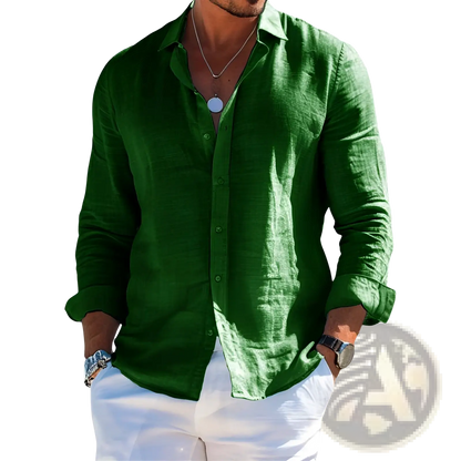 Men's Relaxed Fit Linen Button Down Shirt