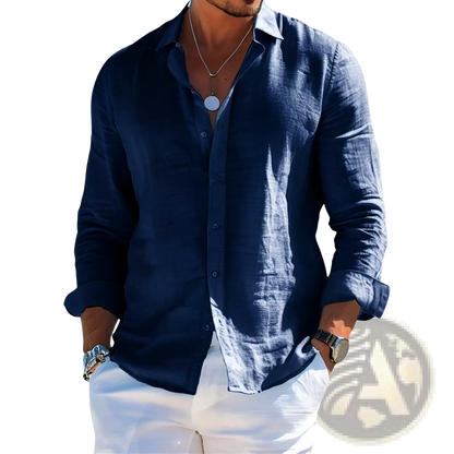 Men's Relaxed Fit Linen Button Down Shirt