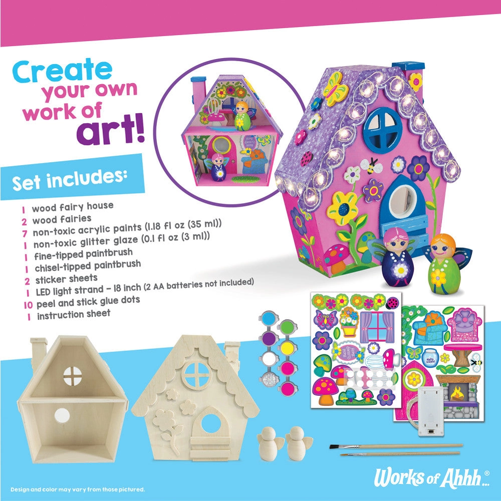 Light-Up Fairy House Wood Craft & Paint Kit