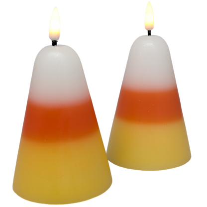 Candy Corn B/O Lighted Wax Candles - 2 Piece Set