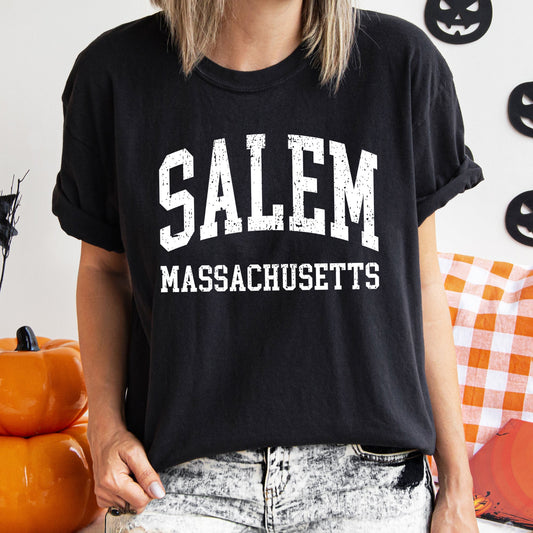 Salem Massachusetts Retro Halloween Vintage Poster Style Collector Edition Comfort Colors Tee