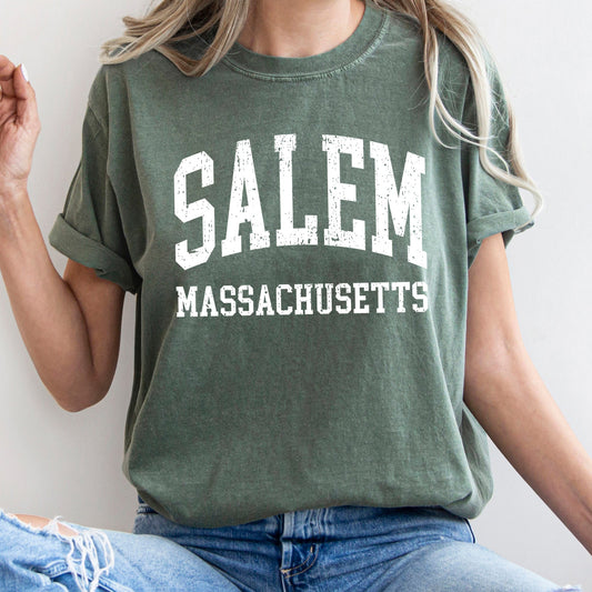 Salem Massachusetts Retro Halloween Vintage Poster Style Collector Edition Comfort Colors Tee