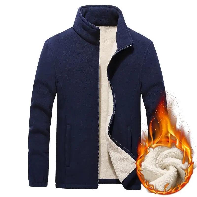 Winter Mens Jackets Thick Fleece Jackets Men Jackets Solid Casual Male Coats Clothing Men's Thickened Fleece Jackets New Trendy Up Unique Design Simple Jacket for Men Stylish Men's Fashion Clothing