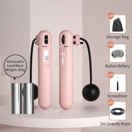 Wireless Electronic Jump Rope with Counter Speed Skipping Adjustable Soft Anti-Slip Handle Skipping Rope with Calorie Counter Adjustable Digital Jump Rope for Indoor Workout Fitness