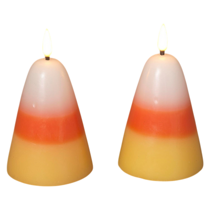 Candy Corn B/O Lighted Wax Candles - 2 Piece Set